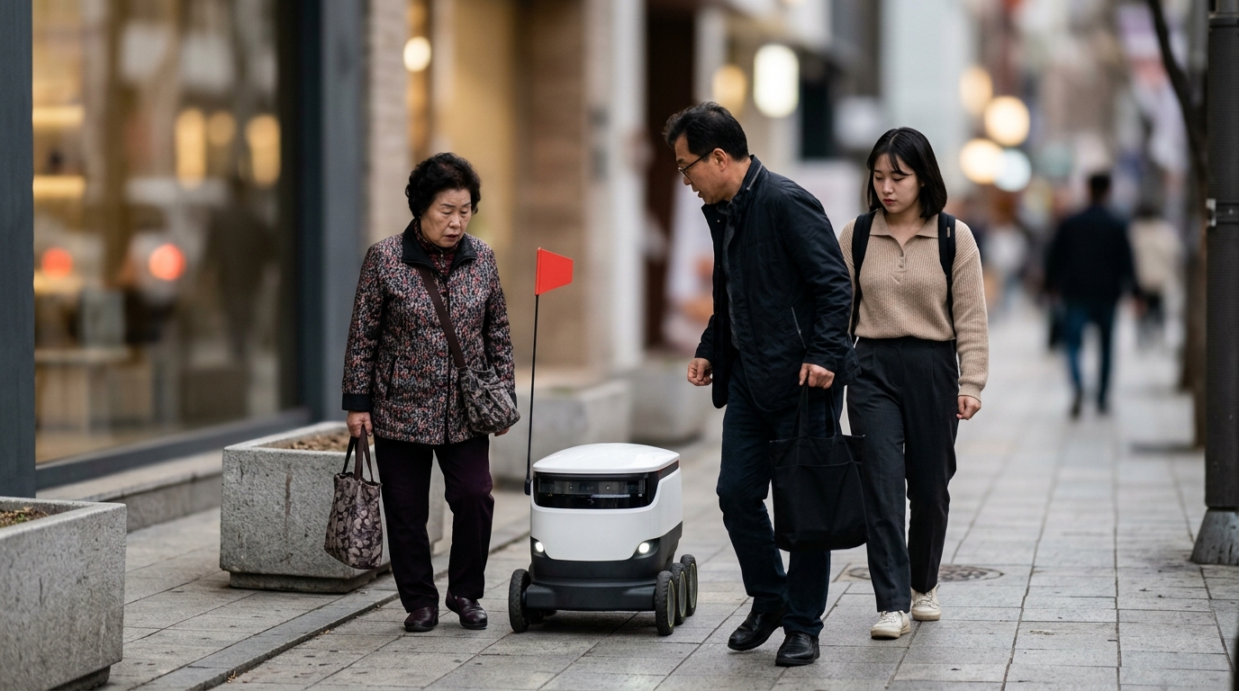 인도 위 배달 로봇, 보행자 불편 가중
