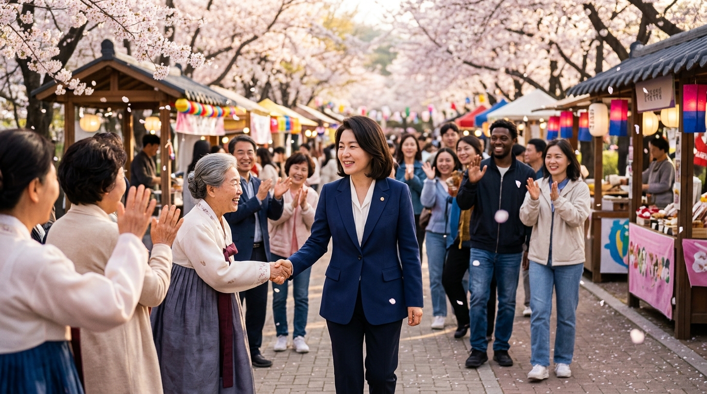 용혜인, 임실 벚꽃축제서 민심 행보