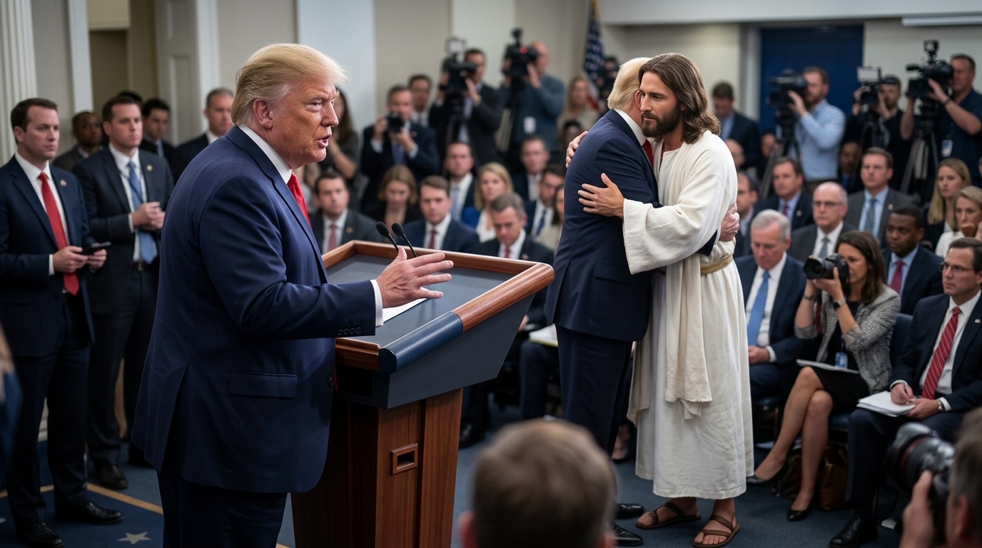 트럼프, 예수와 함께 있는 자신의 이미지 공유