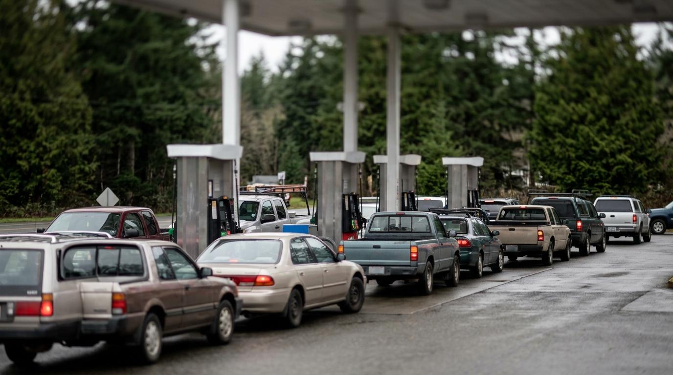 고유가 속 원주민 주유소로 몰리는 차량들