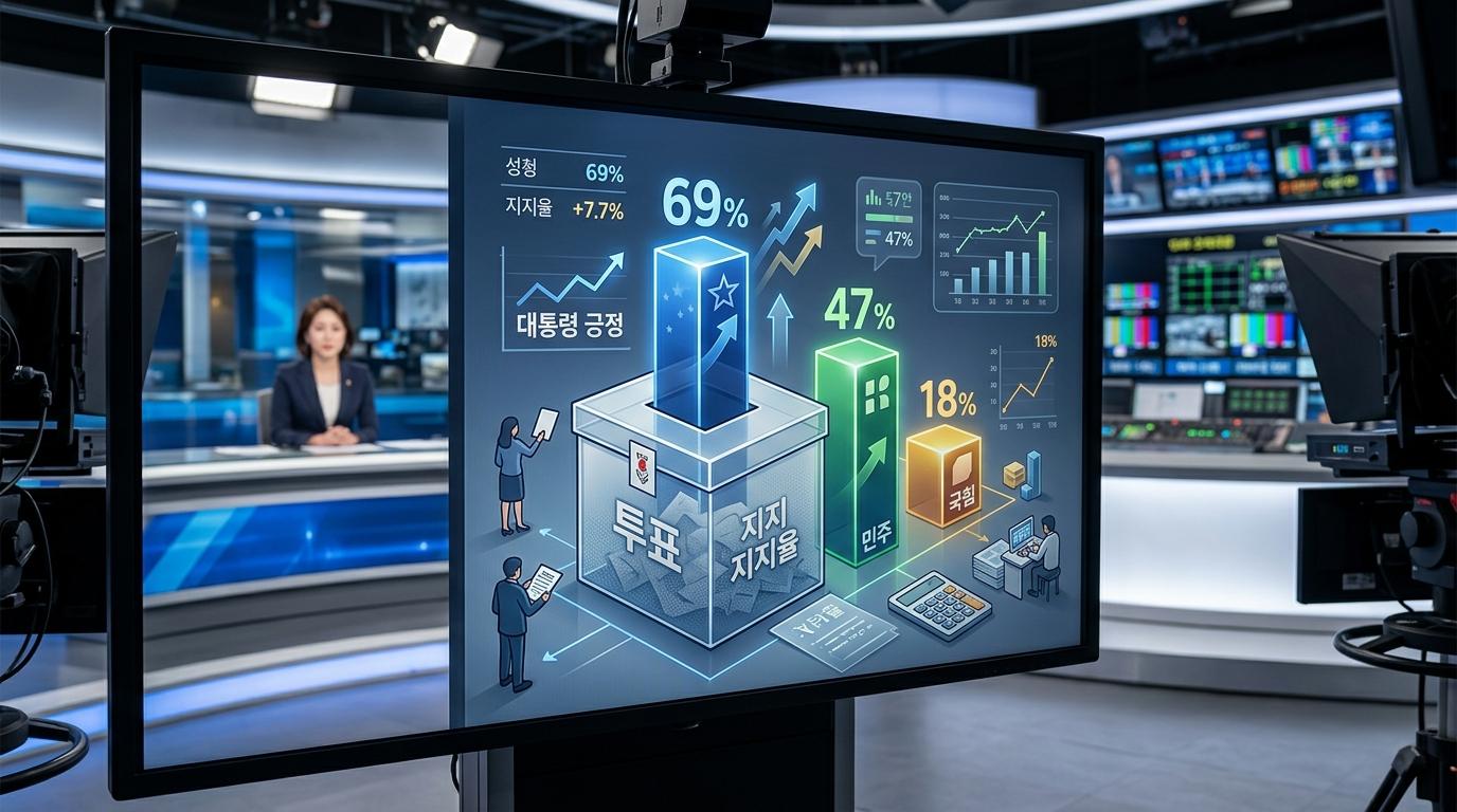 대통령 긍정 69%·민주 47% 지지…국힘 18%