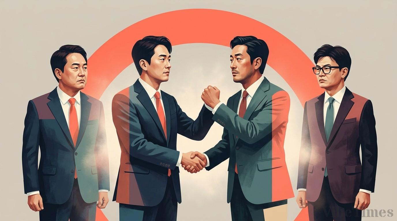 釜山補欠選挙の遊説中、申東旭議員と民主党候補の「ファイティング」場面に論争