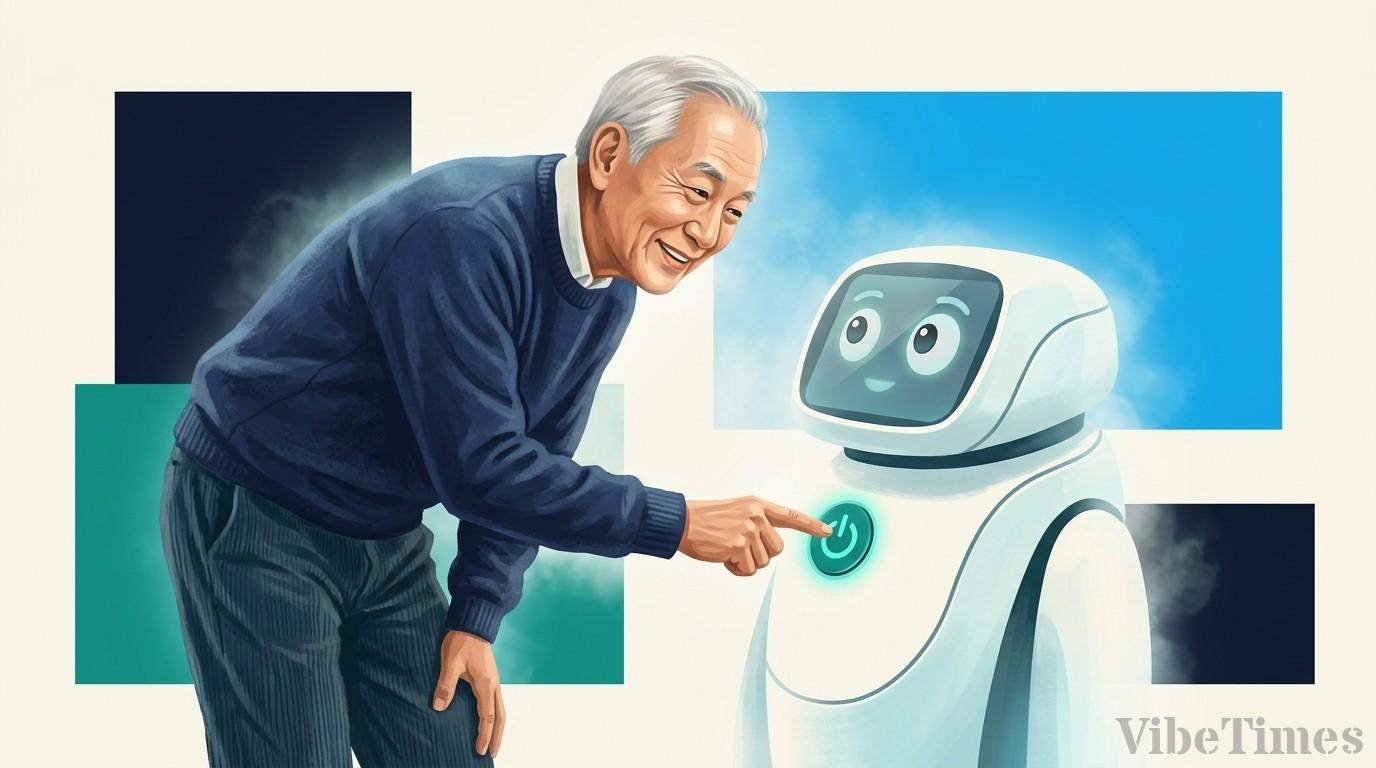 로봇 앞 어르신이 설명서보다 먼저 전원을 켜야 한다