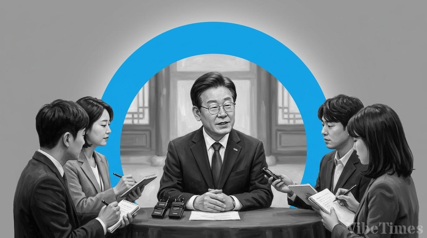 이재명 대통령, 청와대 춘추관에서 취재 기자들과 간담회